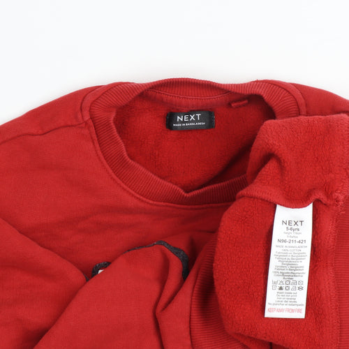 Next Boys Red Reindeer Christmas Sweatshirt 5-6 Years Pullover Fleece