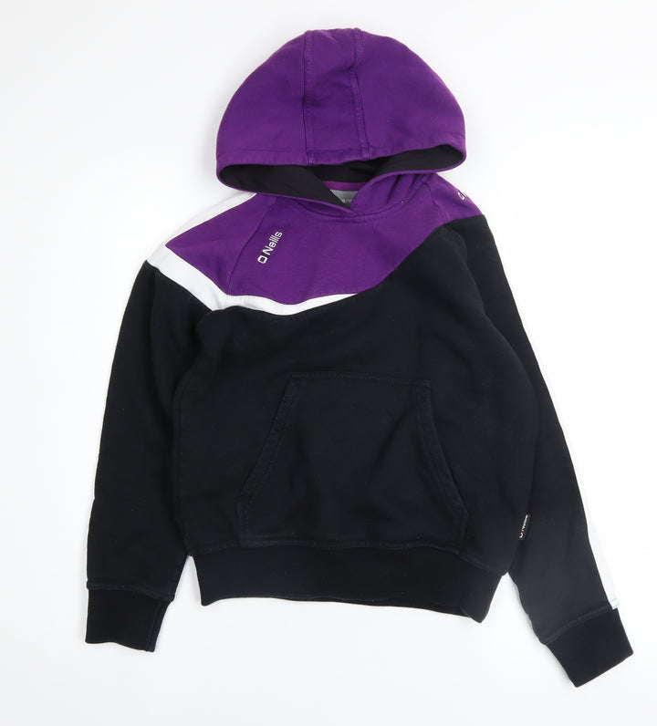 O'Neills Girls Black & Purple Colourblock Pullover Hoodie - 9-10 Years