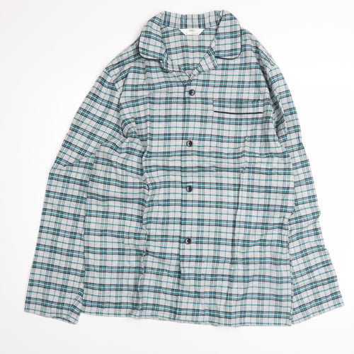 Marks and Spencer Mens Grey Check Cotton Flannel Pyjama Top M