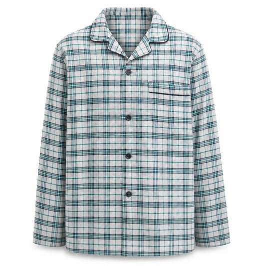 Marks and Spencer Mens Grey Check Cotton Flannel Pyjama Top M
