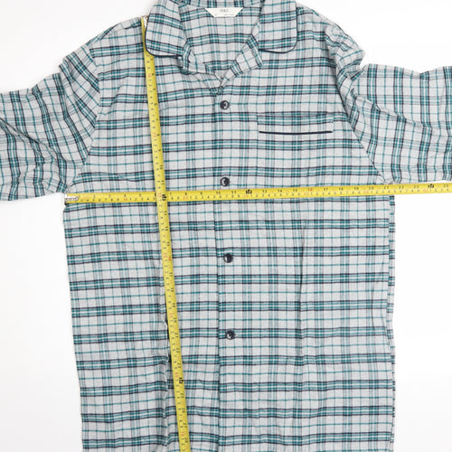 Marks and Spencer Mens Grey Check Cotton Flannel Pyjama Top M