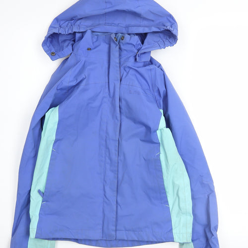 Mountain Warehouse Girls Blue Waterproof Hooded Rain Coat Jacket 9-10 Years