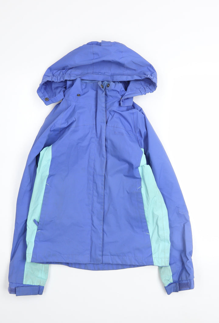 Mountain Warehouse Girls Blue Waterproof Hooded Rain Coat Jacket 9-10 Years
