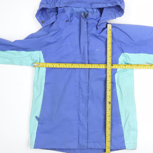 Mountain Warehouse Girls Blue Waterproof Hooded Rain Coat Jacket 9-10 Years