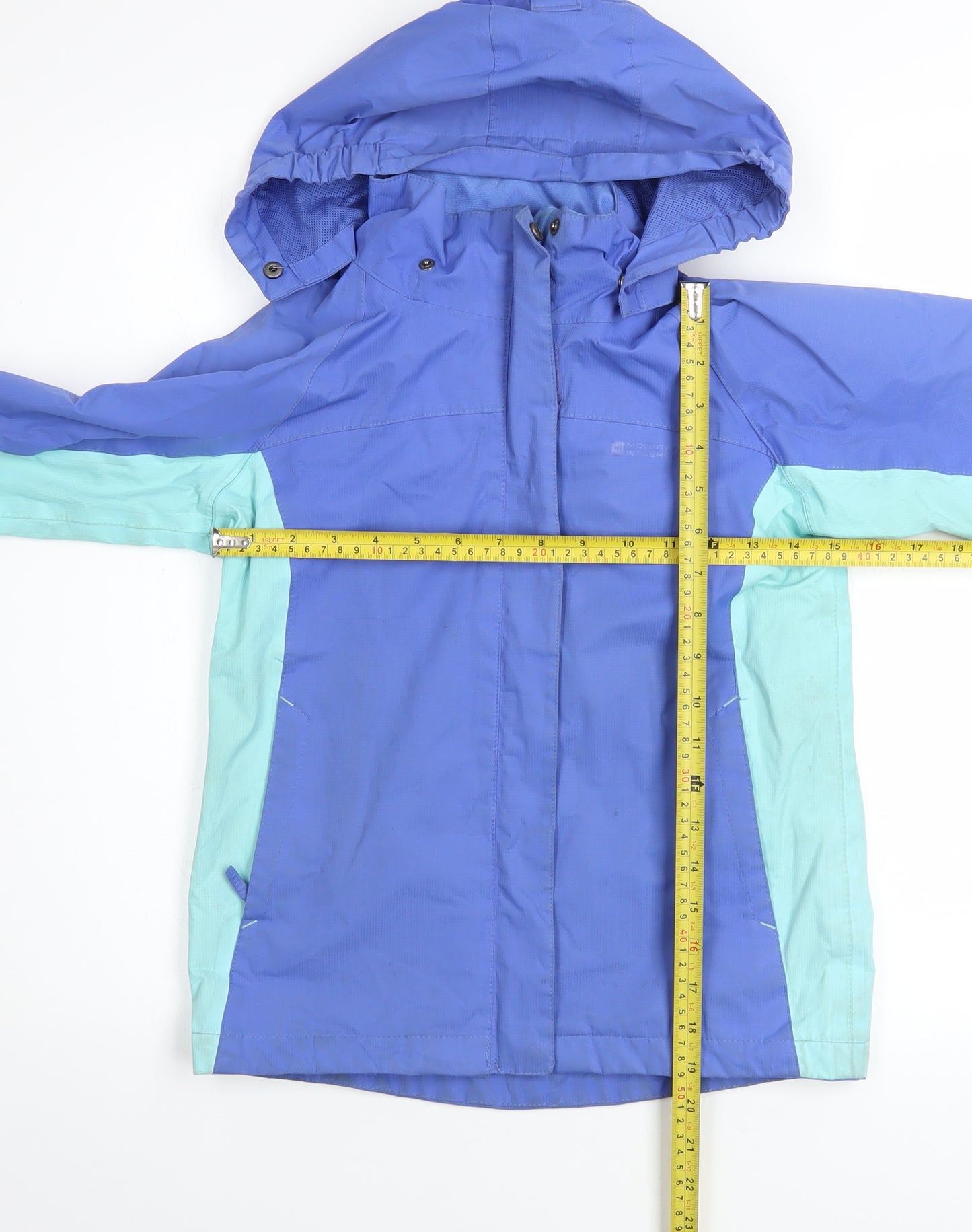Mountain Warehouse Girls Blue Waterproof Hooded Rain Coat Jacket 9-10 Years