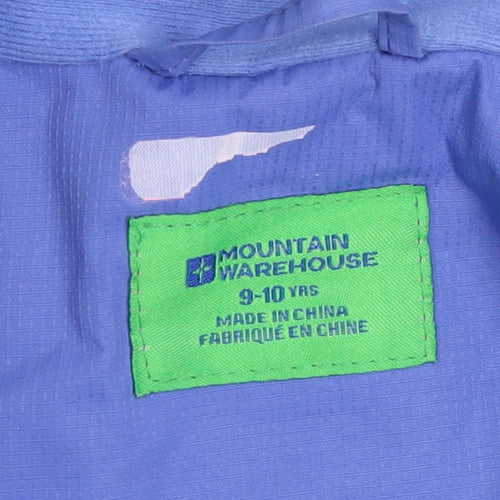 Mountain Warehouse Girls Blue Waterproof Hooded Rain Coat Jacket 9-10 Years