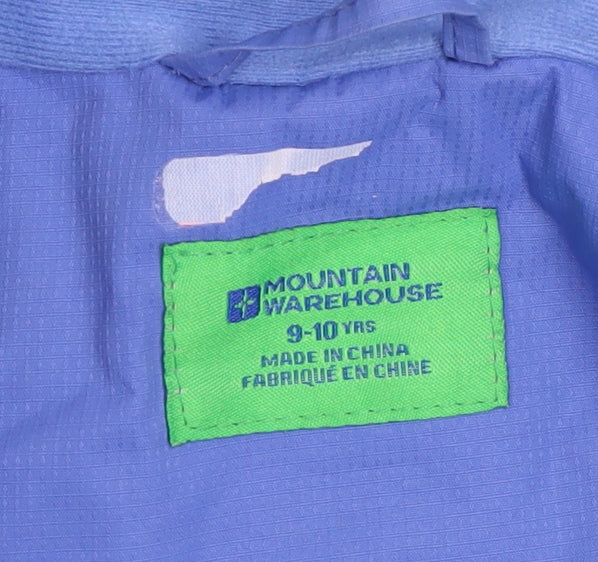 Mountain Warehouse Girls Blue Waterproof Hooded Rain Coat Jacket 9-10 Years
