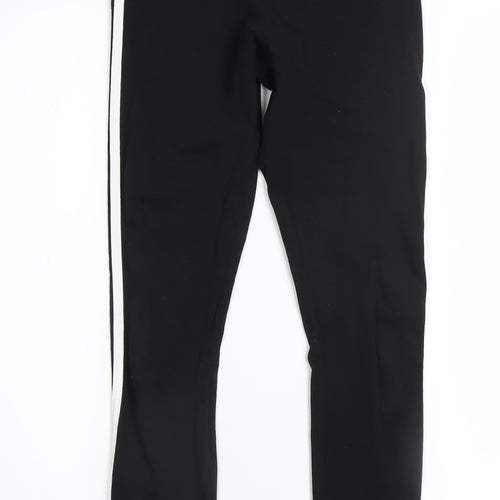 New Look Womens Black Size 6 Ankle Leggings with White Side Stripe
