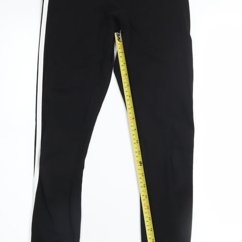 New Look Womens Black Size 6 Ankle Leggings with White Side Stripe