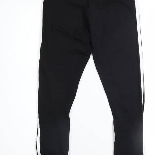 New Look Womens Black Size 6 Ankle Leggings with White Side Stripe