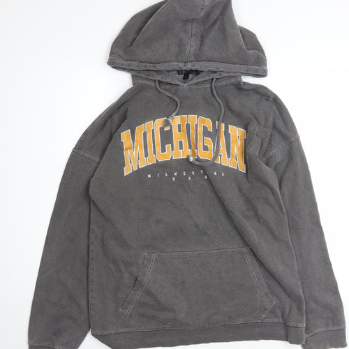 Missguided Women’s Grey Michigan Hoodie UK 8 Cotton Blend Pullover