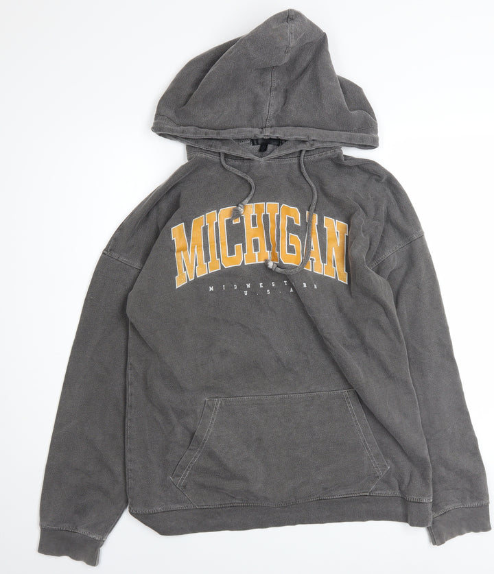 Missguided Women’s Grey Michigan Hoodie UK 8 Cotton Blend Pullover