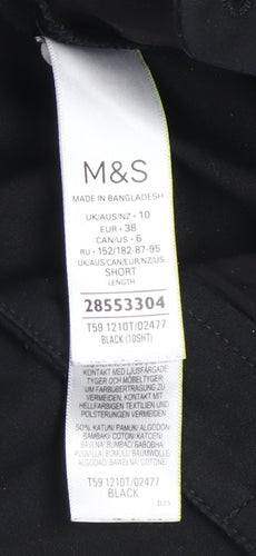 Marks and Spencer Women's Black Slim Fit Twill Trousers Size 10