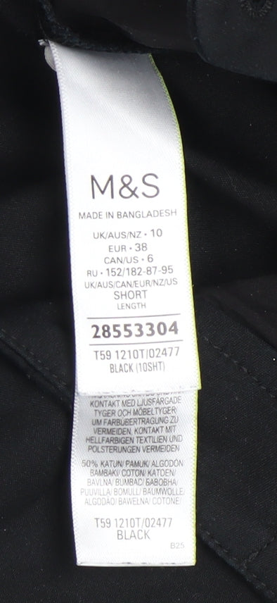 Marks and Spencer Women's Black Slim Fit Twill Trousers Size 10