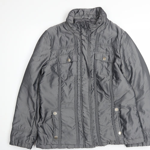 Debenhams Women’s Grey Size 14 Mid-Length Quilted Full Zip Jacket