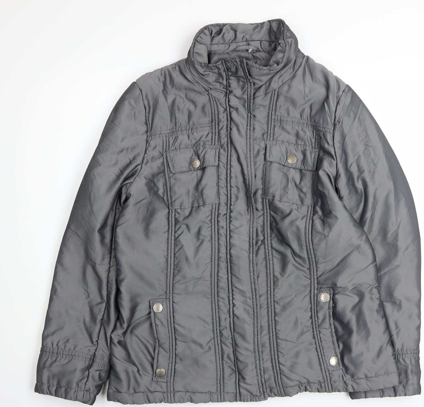 Debenhams Women’s Grey Size 14 Mid-Length Quilted Full Zip Jacket