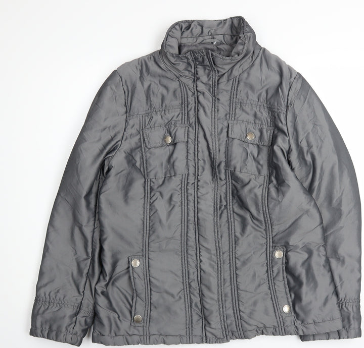 Debenhams Women’s Grey Size 14 Mid-Length Quilted Full Zip Jacket