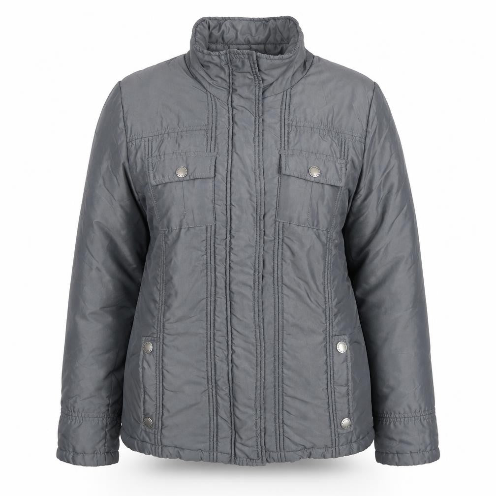 Debenhams Women’s Grey Size 14 Mid-Length Quilted Full Zip Jacket