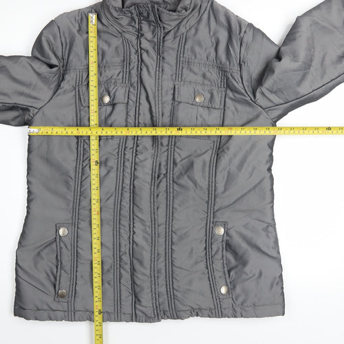 Debenhams Women’s Grey Size 14 Mid-Length Quilted Full Zip Jacket