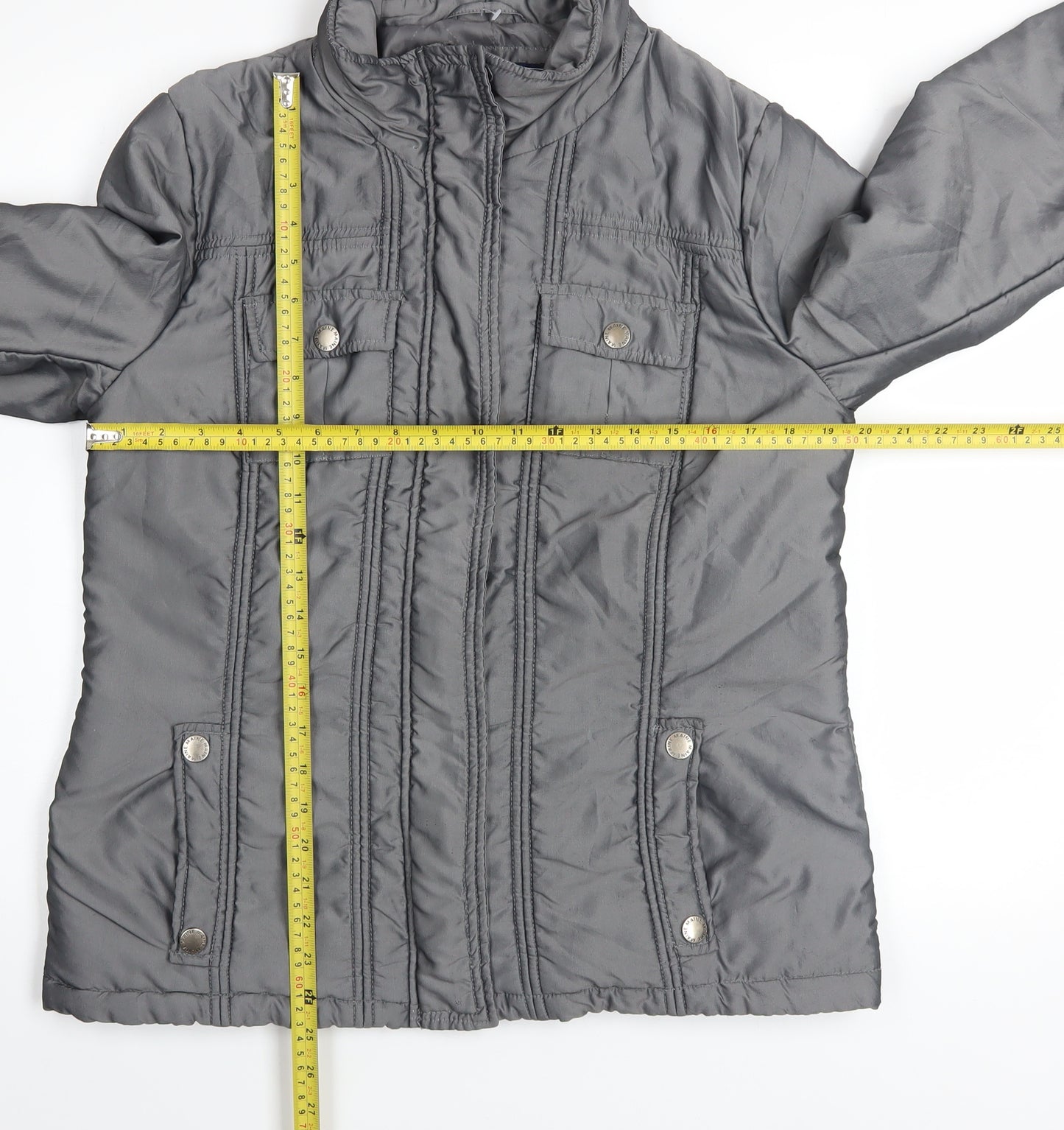 Debenhams Women’s Grey Size 14 Mid-Length Quilted Full Zip Jacket