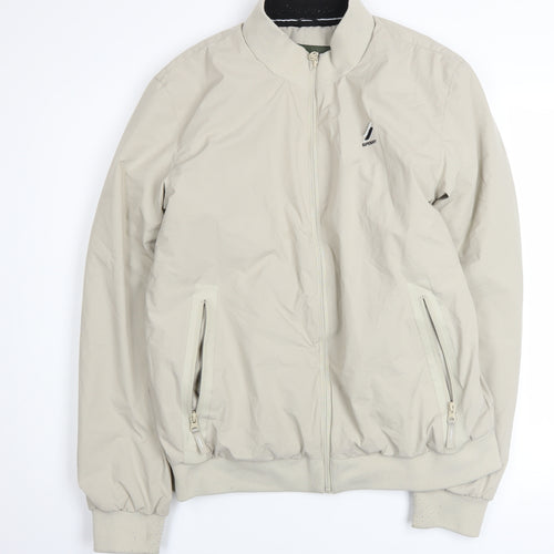 Superdry Men's Beige Bomber Jacket Size M Polyester Zip Casual