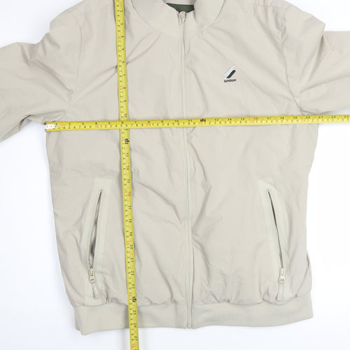 Superdry Men's Beige Bomber Jacket Size M Polyester Zip Casual
