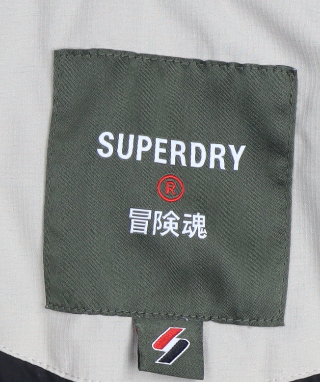 Superdry Men's Beige Bomber Jacket Size M Polyester Zip Casual