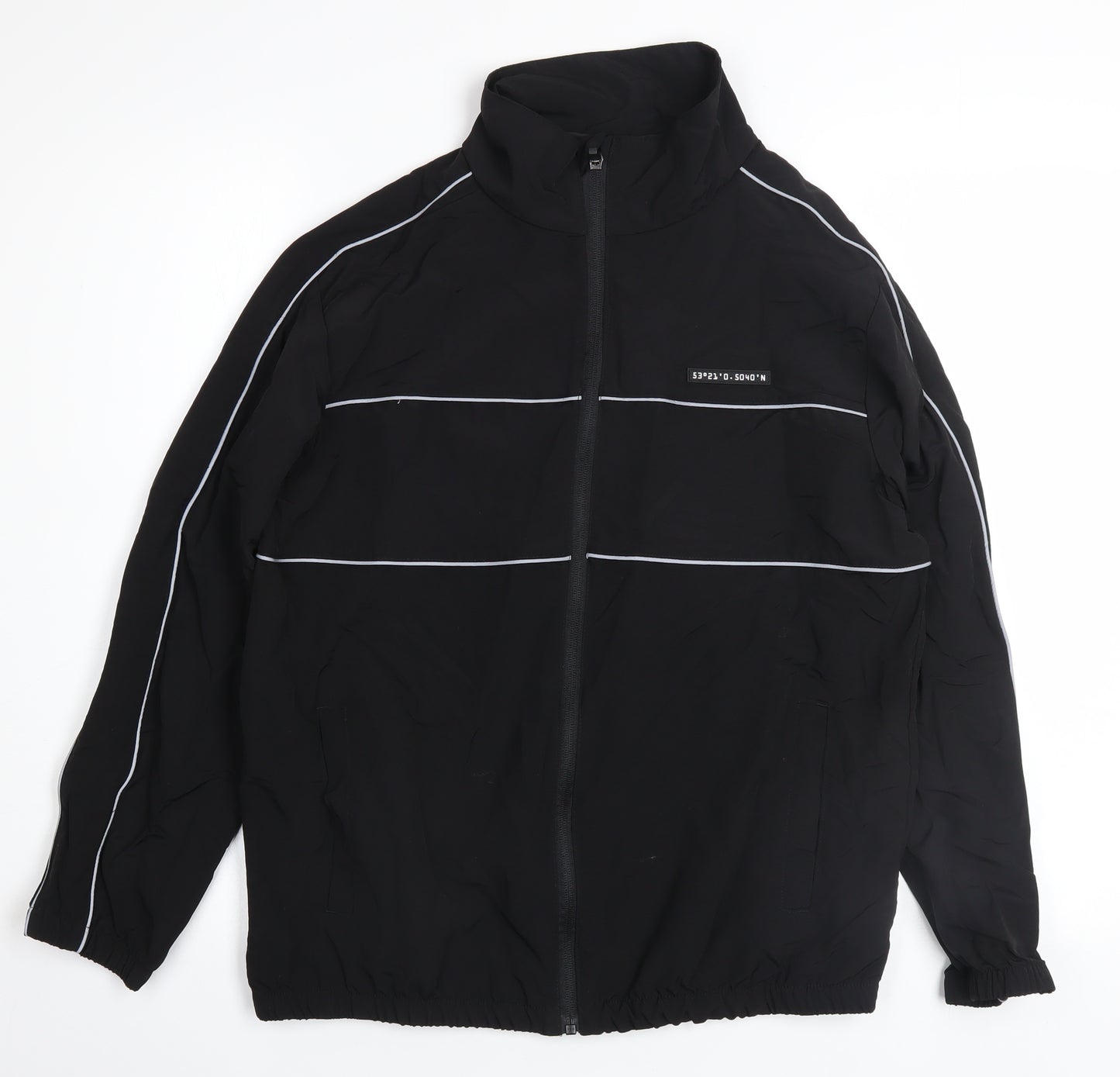 Primark Boys Black 12-13 Years Track Jacket Full Zip Lightweight