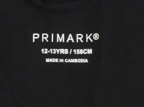 Primark Boys Black 12-13 Years Track Jacket Full Zip Lightweight