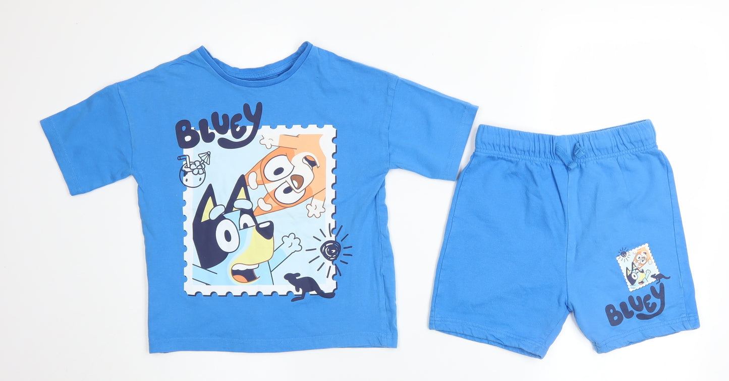 George Boys Bluey Blue Short Sleeve Pyjama Set 5-6 Years 100% Cotton
