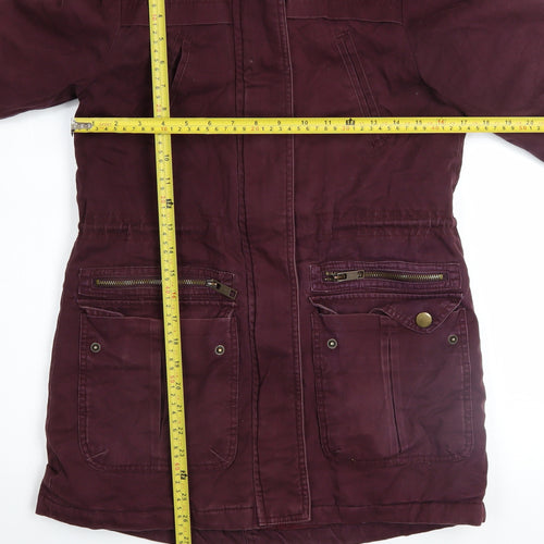 New Look Women's Red Faux Fur Hooded Parka Jacket Size 6