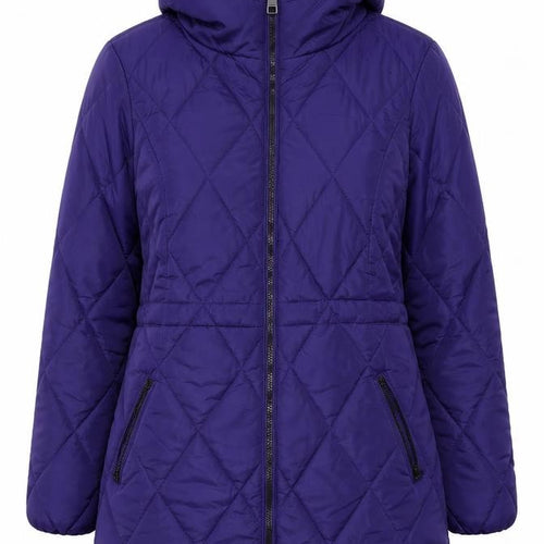 Marks and Spencer Womens Purple Puffer Jacket Size 8 Hooded Quilted Coat