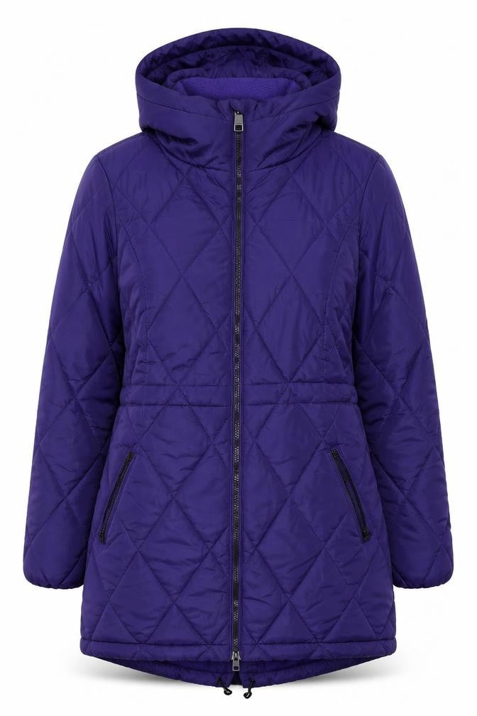 Marks and Spencer Womens Purple Puffer Jacket Size 8 Hooded Quilted Coat