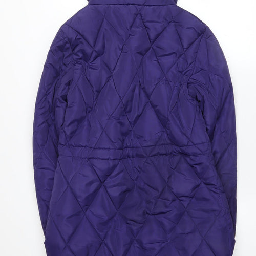 Marks and Spencer Womens Purple Puffer Jacket Size 8 Hooded Quilted Coat