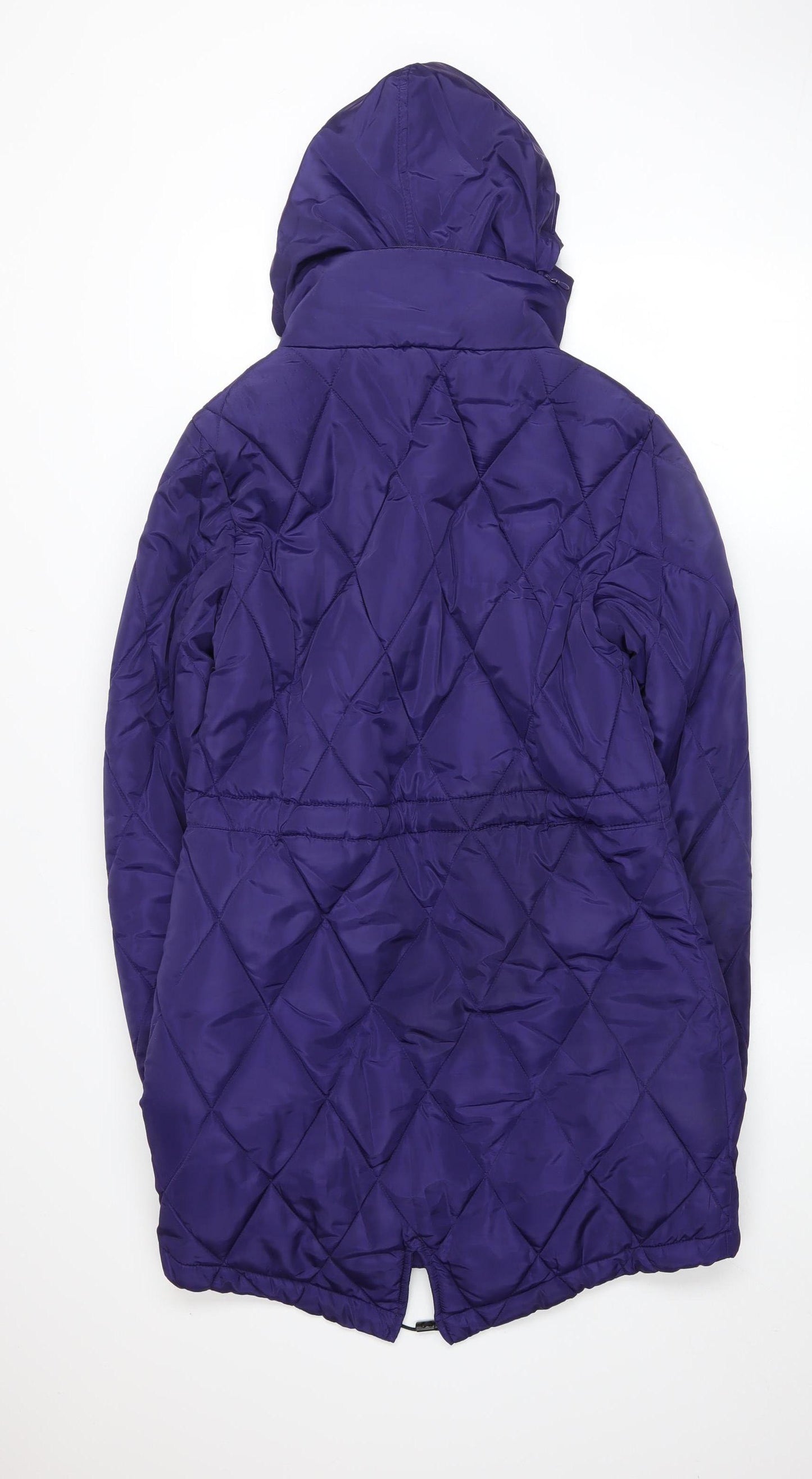 Marks and Spencer Womens Purple Puffer Jacket Size 8 Hooded Quilted Coat