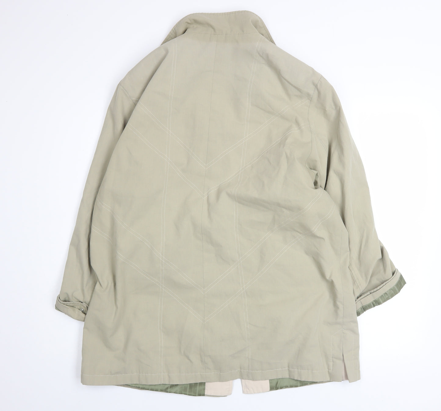 Klass Collection Women’s Beige Size 14 Rain Coat Full Zip Mid-Length
