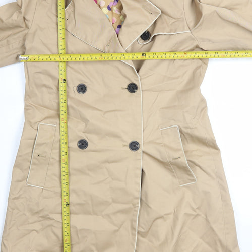 GAP Women Beige Trench Coat S Cotton Belted Mid-Length Classic Style