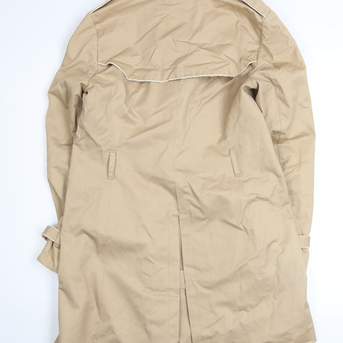 GAP Women Beige Trench Coat S Cotton Belted Mid-Length Classic Style
