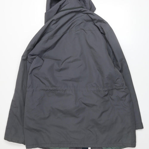 Wellington Men’s Grey Parka Jacket L Hooded Lined Water Resistant