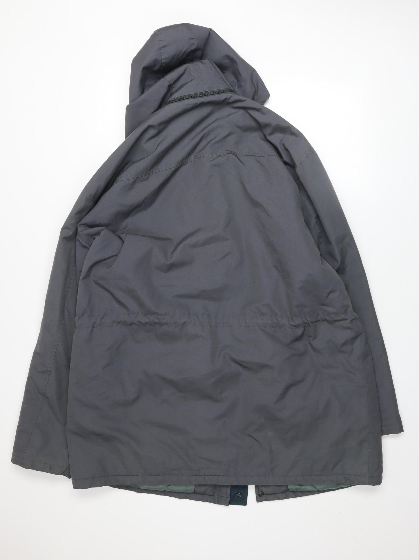 Wellington Men’s Grey Parka Jacket L Hooded Lined Water Resistant