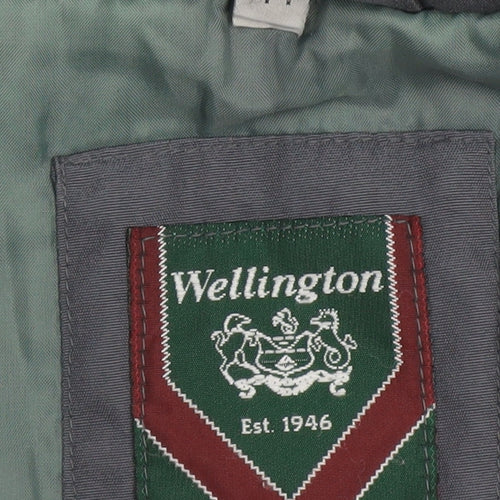 Wellington Men’s Grey Parka Jacket L Hooded Lined Water Resistant