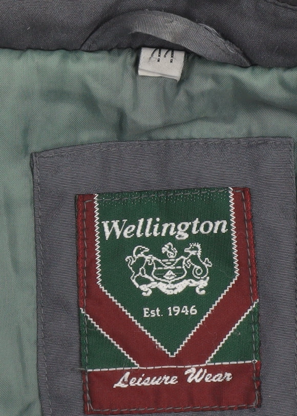 Wellington Men’s Grey Parka Jacket L Hooded Lined Water Resistant