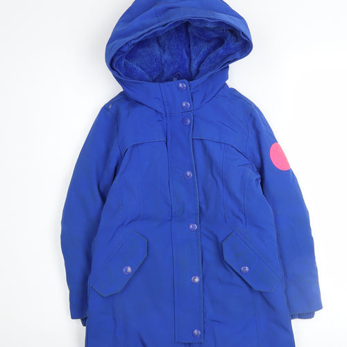 GAP Kids Girls Blue Hooded Winter Parka Coat 6-7 Years Long Sleeve