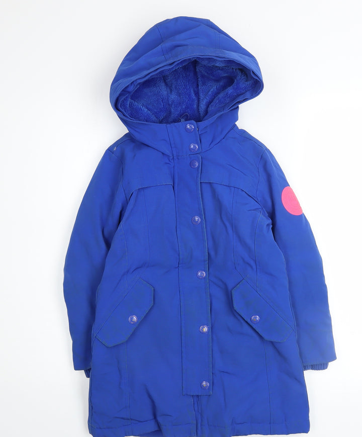 GAP Kids Girls Blue Hooded Winter Parka Coat 6-7 Years Long Sleeve
