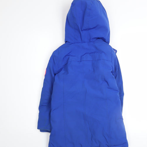 GAP Kids Girls Blue Hooded Winter Parka Coat 6-7 Years Long Sleeve