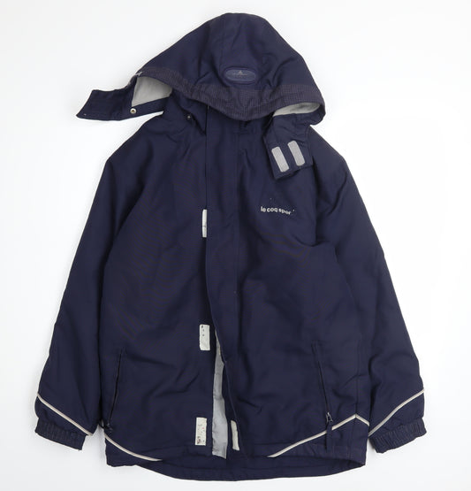 Le Coq Sportif Boys Blue Hooded Puffer Jacket 16 Years Winter Waterproof