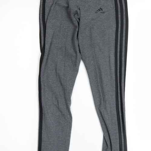 Adidas Womens Grey 2XS Leggings Stretch Cotton Side Stripe Activewear