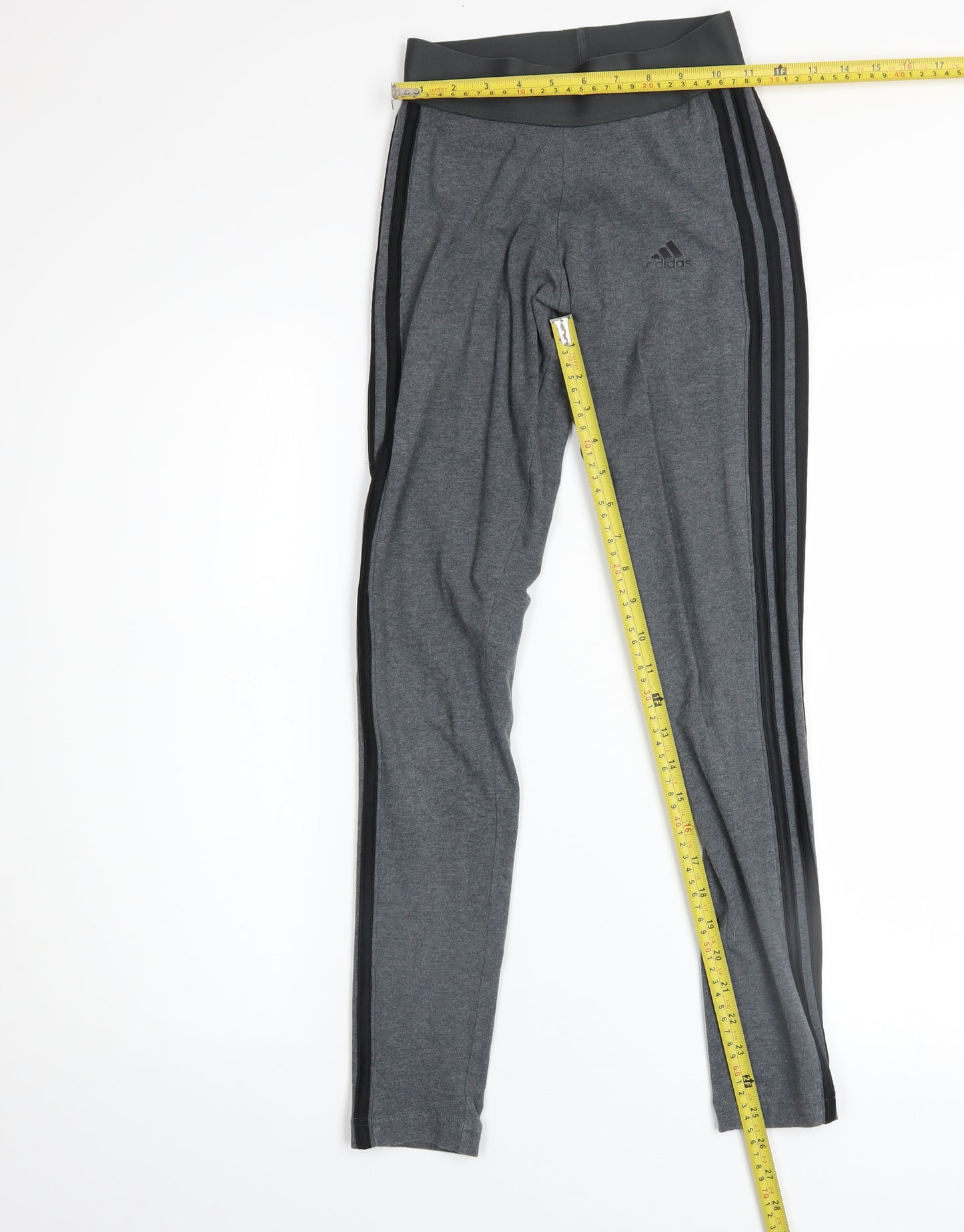 Adidas Womens Grey 2XS Leggings Stretch Cotton Side Stripe Activewear