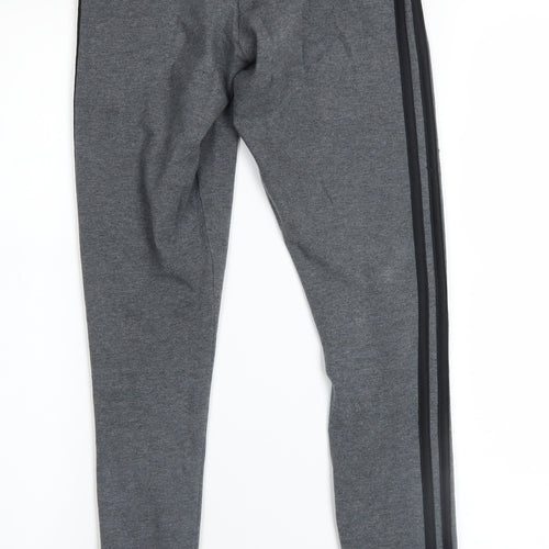Adidas Womens Grey 2XS Leggings Stretch Cotton Side Stripe Activewear