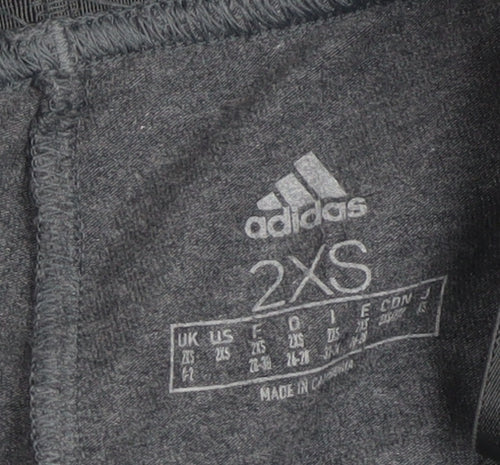 Adidas Womens Grey 2XS Leggings Stretch Cotton Side Stripe Activewear